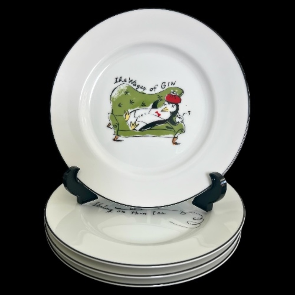 4 Pottery Barn Penguin Appetizer/Dessert Plates – Set A
